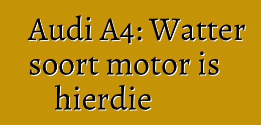 Audi A4: Watter soort motor is hierdie