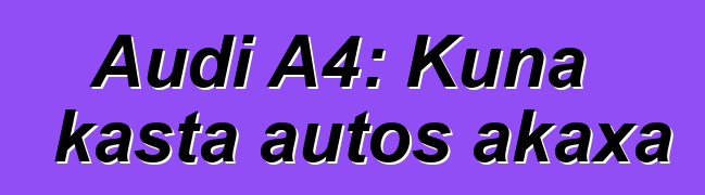 Audi A4: Kuna kasta autos akaxa