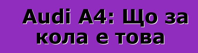 Audi A4: Що за кола е това