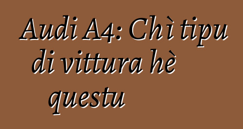 Audi A4: Chì tipu di vittura hè questu