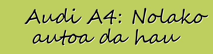 Audi A4: Nolako autoa da hau