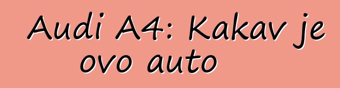 Audi A4: Kakav je ovo auto