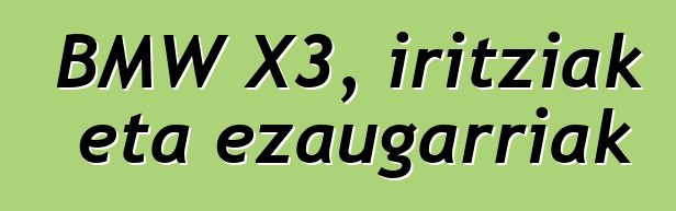 BMW X3, iritziak eta ezaugarriak