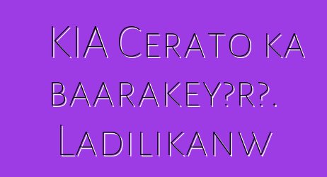 KIA Cerato ka baarakɛyɔrɔ. Ladilikanw