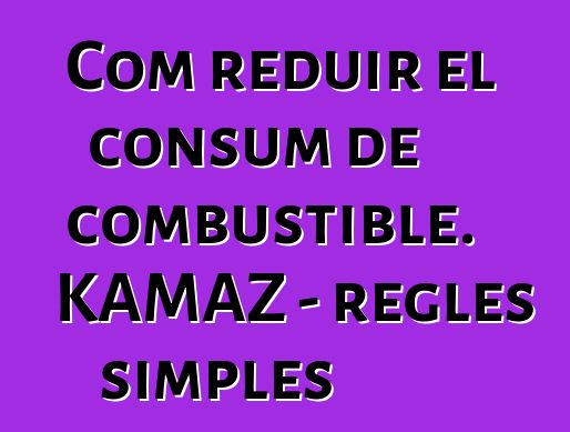 Com reduir el consum de combustible. KAMAZ - regles simples
