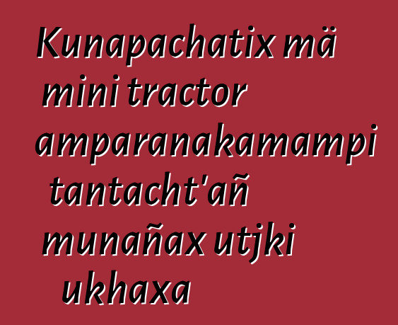 Kunapachatix mä mini tractor amparanakamampi tantacht’añ munañax utjki ukhaxa
