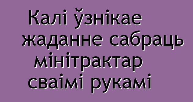 Калі ўзнікае жаданне сабраць мінітрактар сваімі рукамі
