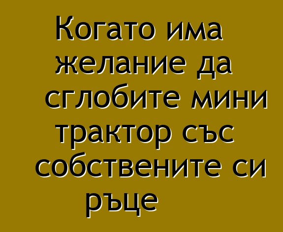 Когато има желание да сглобите мини трактор със собствените си ръце