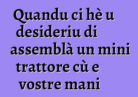 Quandu ci hè u desideriu di assemblà un mini trattore cù e vostre mani