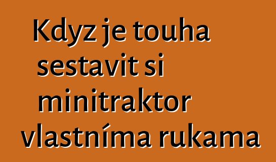 Když je touha sestavit si minitraktor vlastníma rukama