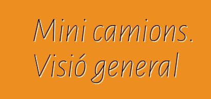 Mini camions. Visió general
