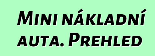 Mini nákladní auta. Přehled