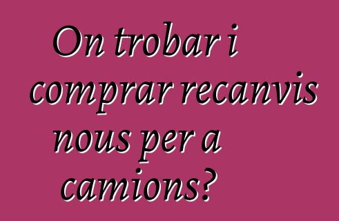 On trobar i comprar recanvis nous per a camions?