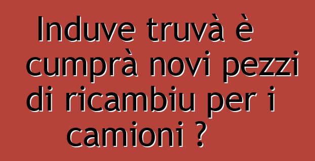 Induve truvà è cumprà novi pezzi di ricambiu per i camioni ?