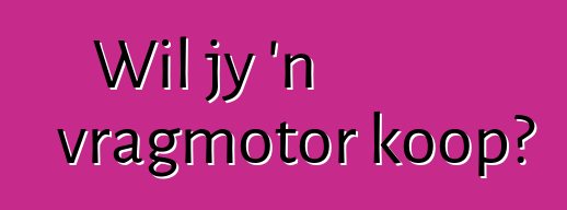 Wil jy 'n vragmotor koop?
