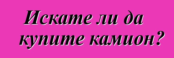 Искате ли да купите камион?