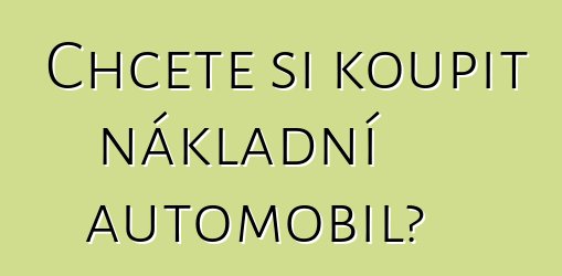 Chcete si koupit nákladní automobil?
