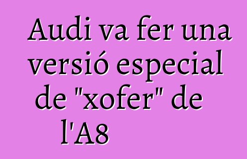 Audi va fer una versió especial de "xofer" de l'A8