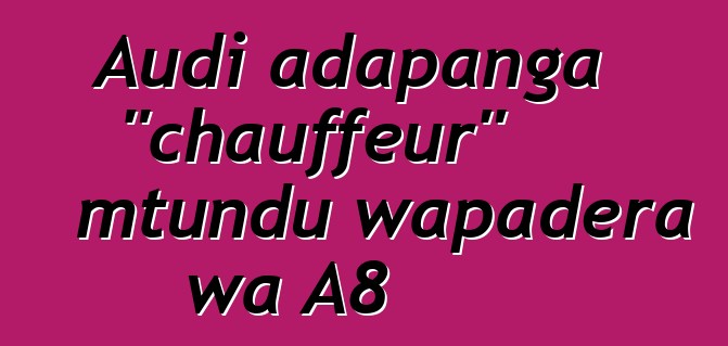 Audi adapanga "chauffeur" mtundu wapadera wa A8
