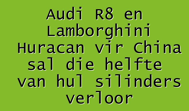 Audi R8 en Lamborghini Huracan vir China sal die helfte van hul silinders verloor