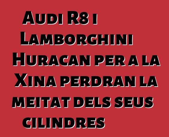 Audi R8 i Lamborghini Huracan per a la Xina perdran la meitat dels seus cilindres