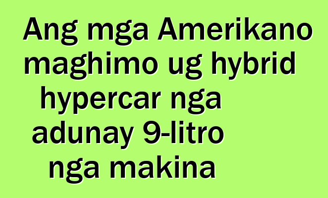 Ang mga Amerikano maghimo ug hybrid hypercar nga adunay 9-litro nga makina