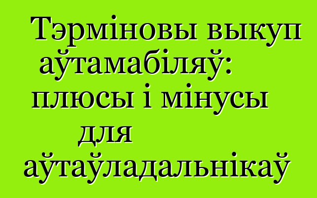 Тэрміновы выкуп аўтамабіляў: плюсы і мінусы для аўтаўладальнікаў