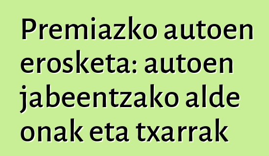 Premiazko autoen erosketa: autoen jabeentzako alde onak eta txarrak
