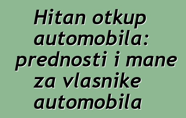 Hitan otkup automobila: prednosti i mane za vlasnike automobila