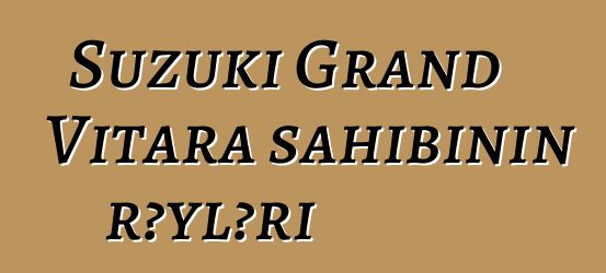 Suzuki Grand Vitara sahibinin rəyləri