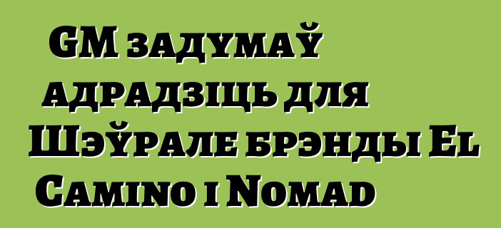 GM задумаў адрадзіць для Шэўрале брэнды El Camino і Nomad
