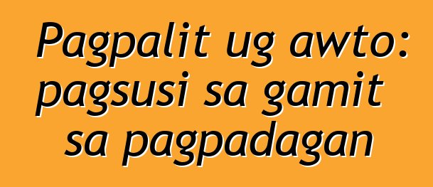 Pagpalit ug awto: pagsusi sa gamit sa pagpadagan
