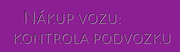 Nákup vozu: kontrola podvozku