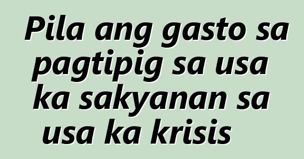 Pila ang gasto sa pagtipig sa usa ka sakyanan sa usa ka krisis