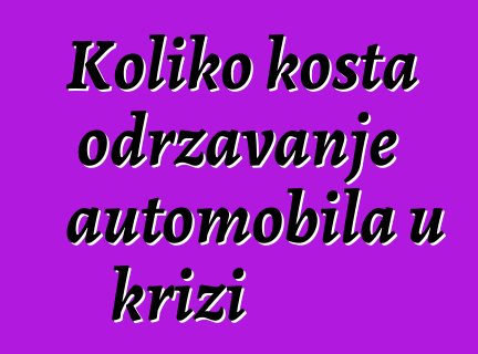 Koliko košta održavanje automobila u krizi