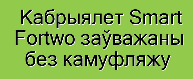 Кабрыялет Smart Fortwo заўважаны без камуфляжу