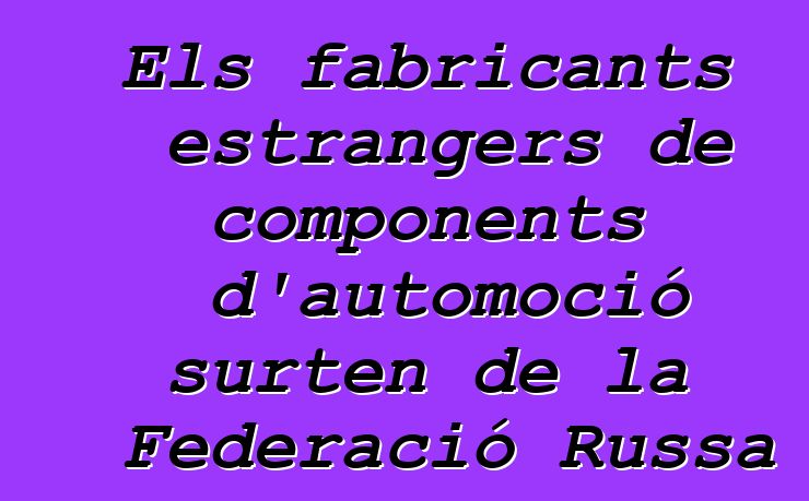 Els fabricants estrangers de components d'automoció surten de la Federació Russa
