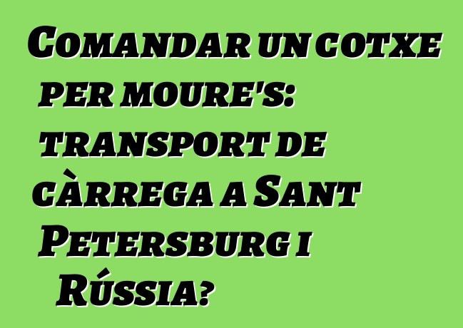 Comandar un cotxe per moure's: transport de càrrega a Sant Petersburg i Rússia?