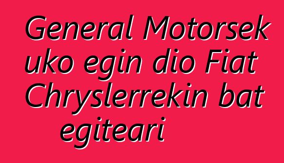 General Motorsek uko egin dio Fiat Chryslerrekin bat egiteari