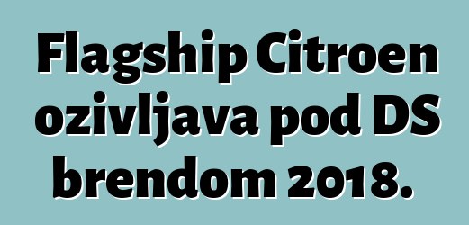 Flagship Citroen oživljava pod DS brendom 2018.