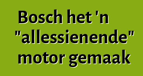 Bosch het 'n "allessienende" motor gemaak