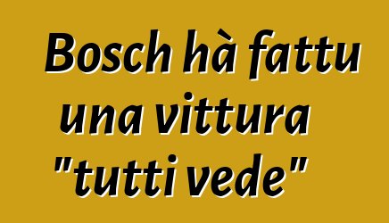 Bosch hà fattu una vittura "tutti vede"