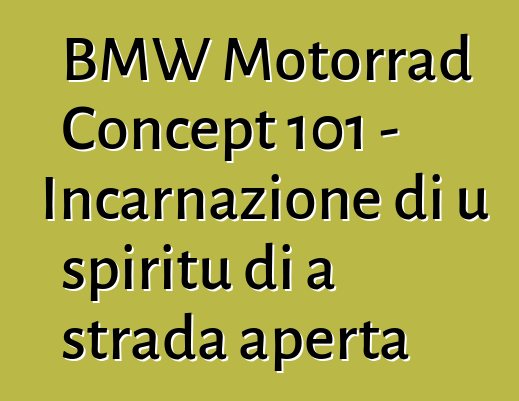 BMW Motorrad Concept 101 - Incarnazione di u spiritu di a strada aperta