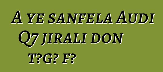 A ye sanfɛla Audi Q7 jirali don tɔgɔ fɔ