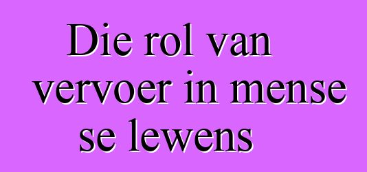 Die rol van vervoer in mense se lewens