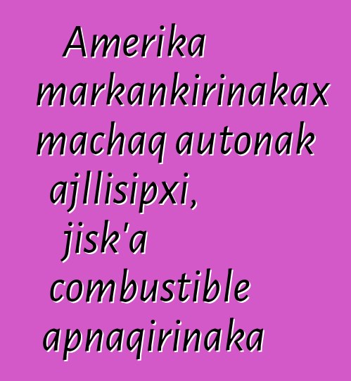 Amerika markankirinakax machaq autonak ajllisipxi, jisk’a combustible apnaqirinaka