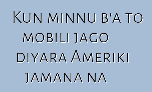 Kun minnu b’a to mobili jago diyara Ameriki jamana na