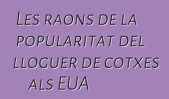 Les raons de la popularitat del lloguer de cotxes als EUA
