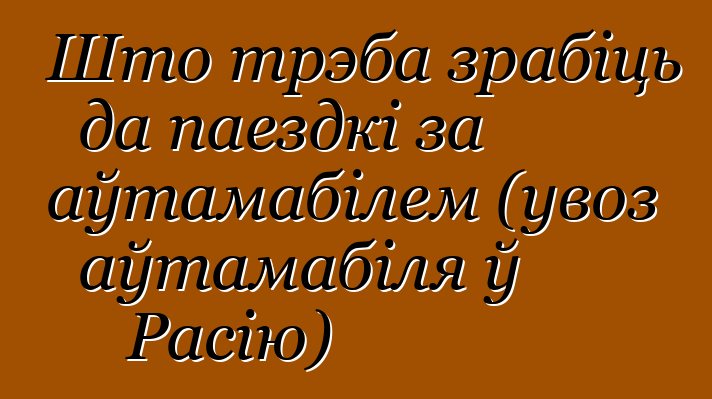 Што трэба зрабіць да паездкі за аўтамабілем (увоз аўтамабіля ў Расію)