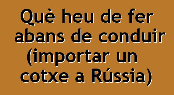 Què heu de fer abans de conduir (importar un cotxe a Rússia)